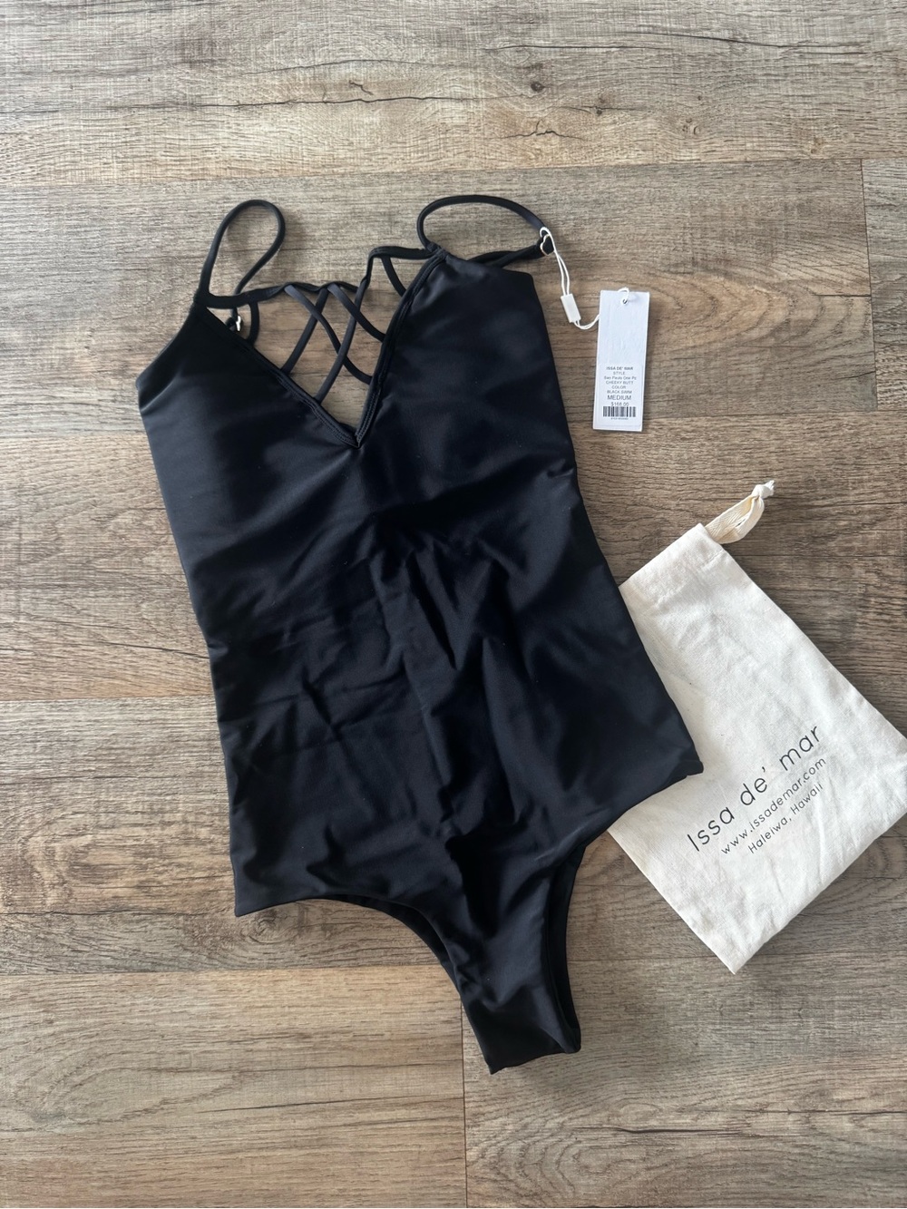 NWT Issa de Mar Black Crisscross V-Neck One-Piece Swimsuit Size M